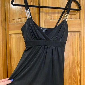 Bebe black tank top with shimmer and silver